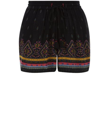 Black Abstract Print Shorts | New Look