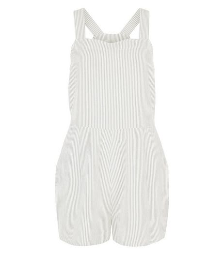 White Stripe Pinafore Playsuit | New Look