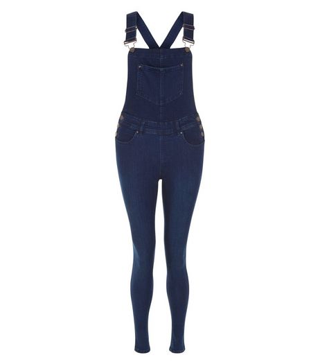 Teens Navy Denim Skinny Dungarees | New Look