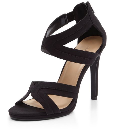 Black Suedette Multi Strap High Heels | New Look