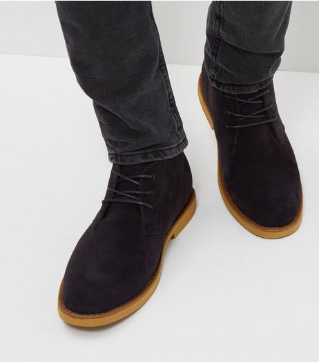 Navy Suedette Desert Boots | New Look