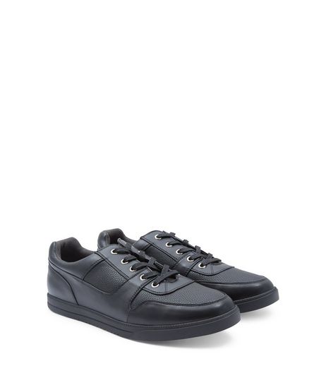 Black Textured Panel Trainers | New Look