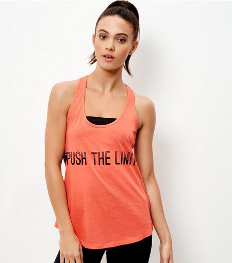Orange Push The Limit Mesh Back Sports Vest | New Look