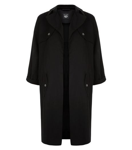 Teens Black Roll Sleeve Trench Coat | New Look