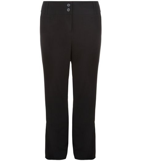 Curves Black Pleat Front Trousers | New Look