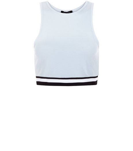 Pale Blue Stripe Hem Crop Top | New Look