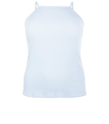 Curves Blue Ribbed Cami | New Look