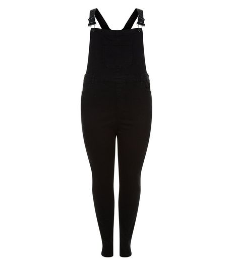 Curves Black Denim Dungarees | New Look
