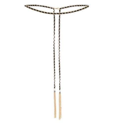 Gold Leather-Look Chain Tassel Belt | New Look