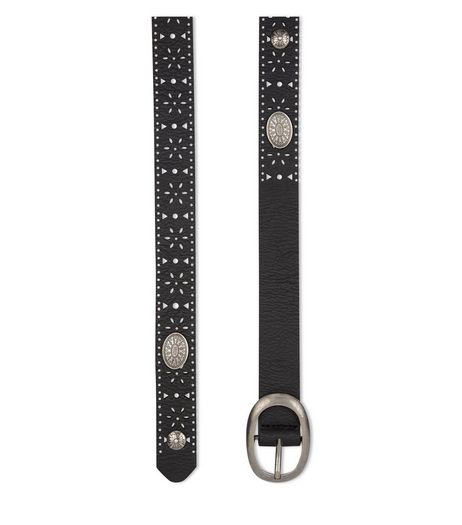 Black Laser Cut Out Western Belt | New Look