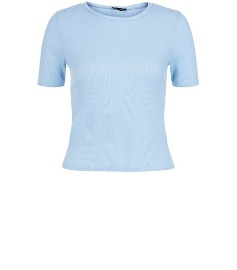 Pale Blue Ribbed Crop Top | New Look