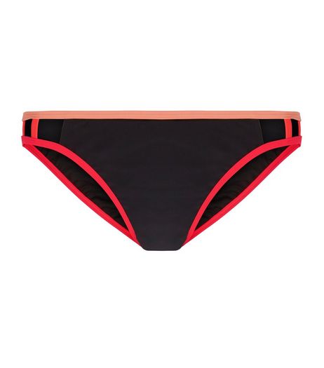 Black Contrast Trim Bikini Bottoms | New Look