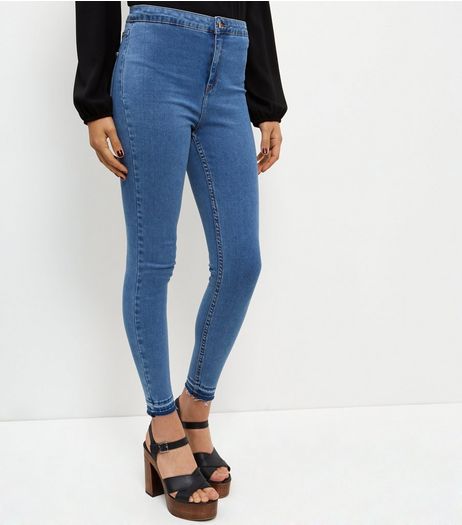 Blue Drop Hem High Waist Super Skinny Jeans | New Look