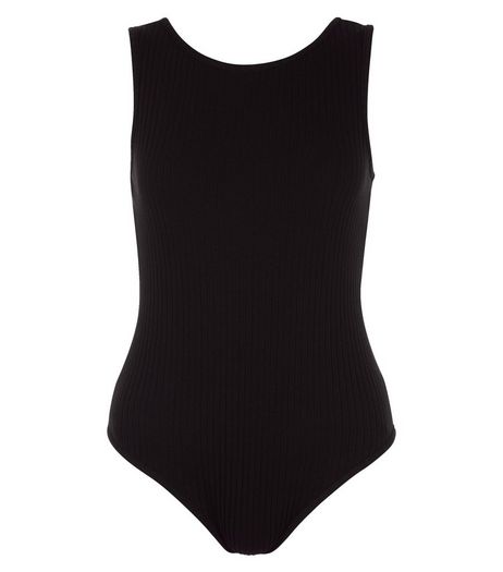 Tall Black Ribbed Sleeveless Bodysuit | New Look