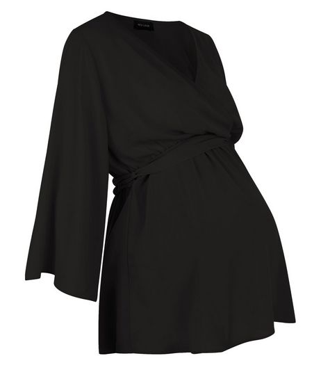 Maternity Black Belted Wrap Top | New Look