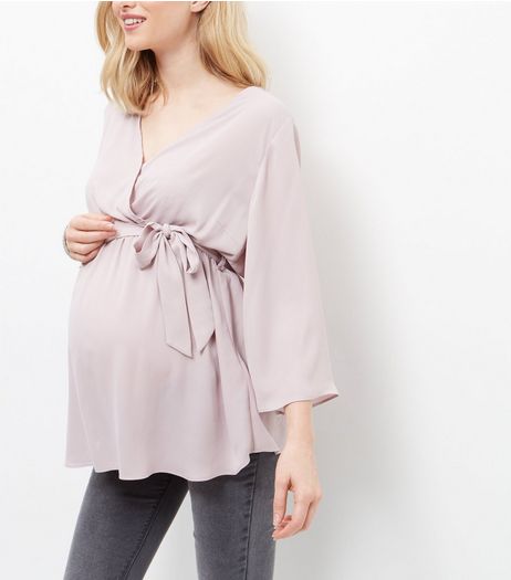 Maternity Mid Pink Belted Wrap Top | New Look