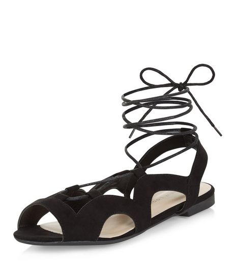 Teens Black Cut Out Ghillie Pumps | New Look