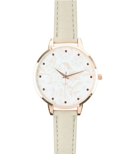 Grey Bird Print Face Watch | New Look