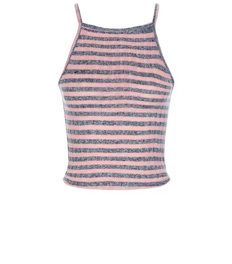 Teens Pink Neon Stripe High Neck Top | New Look