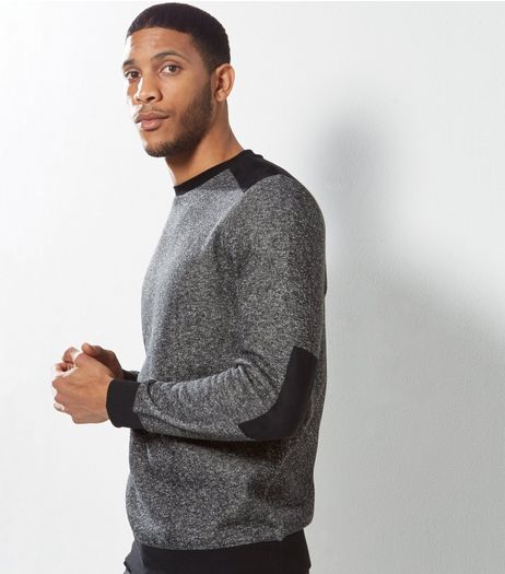 Black Contrast Patch Crew Neck Sweater | New Look