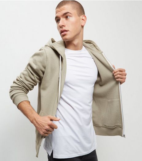 Olive Green Zip Up Hoodie | New Look