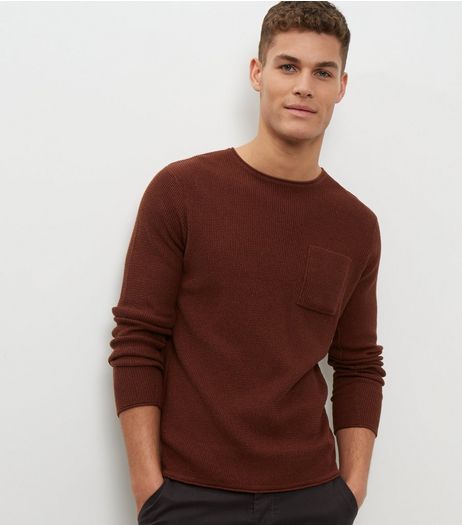 Dark Orange Textured Single Pocket Jumper | New Look