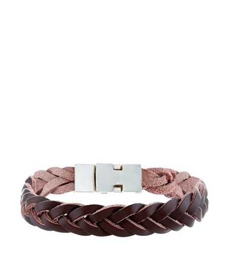Brown Leather Woven Cuff Bracelets | New Look