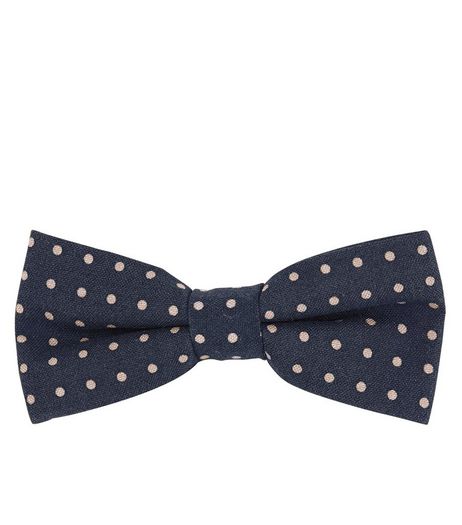 Navy Polka Dot Bow Tie | New Look
