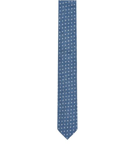 Blue Spot Print Tie | New Look