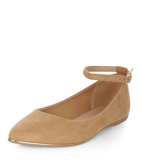 Camel Ankle Strap Pointed Pumps | New Look