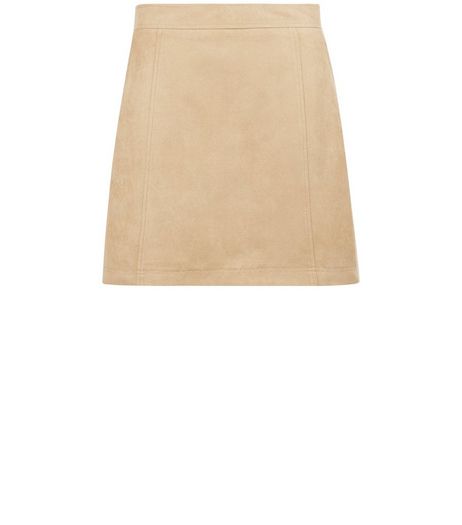 Camel Suedette A-Line Skirt | New Look