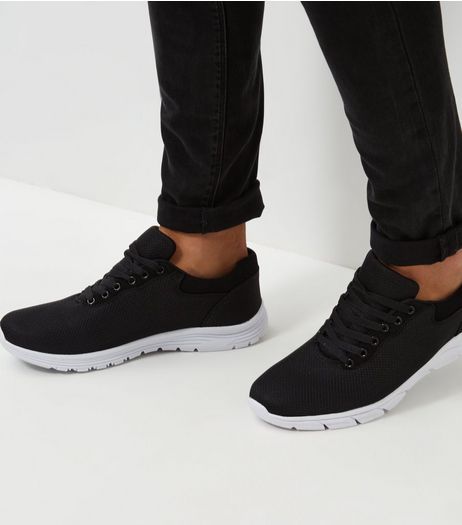 Black Lace Up Mesh Trainers | New Look