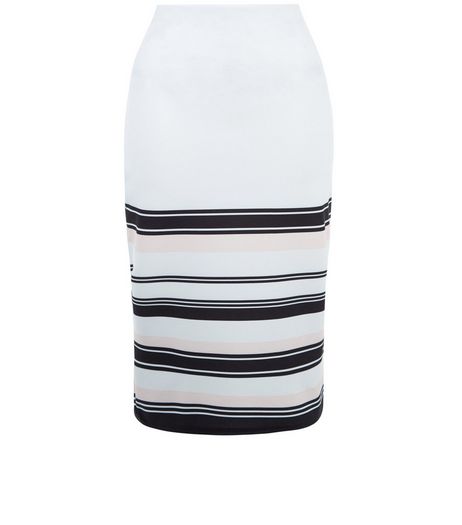 White Stripe Border Pencil Skirt | New Look