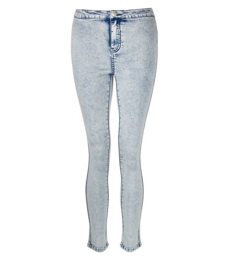 Teens Pale Blue Acid Wash High Waist Super Skinny Jeans | New Look
