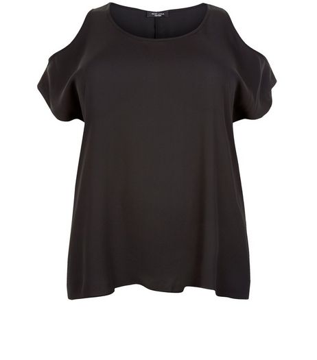 Curves Black Cold Shoulder Top | New Look
