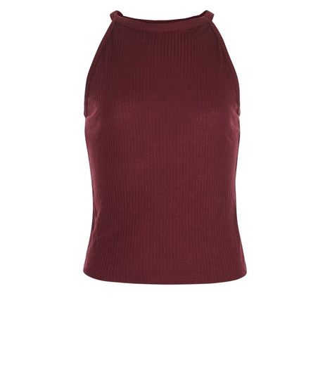 Teens Burgundy Ribbed High Neck Top | New Look