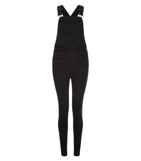 Tall Black Denim Dungarees | New Look