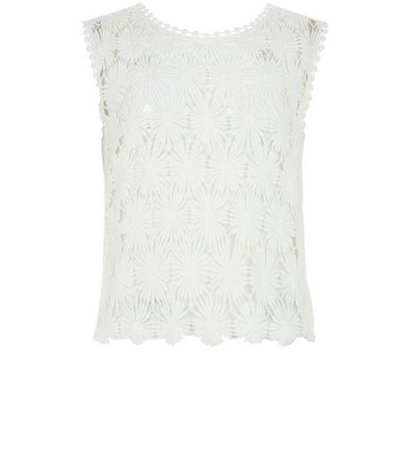 Teens Cream Crochet Sleeveless Top | New Look
