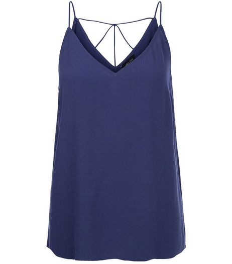 Navy Strappy Back Cami | New Look