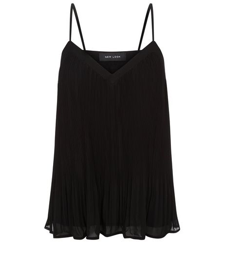 Black Pleated Chiffon Cami | New Look