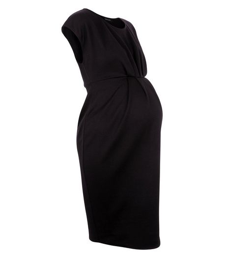 Maternity Black Cap Sleeve Dress | New Look