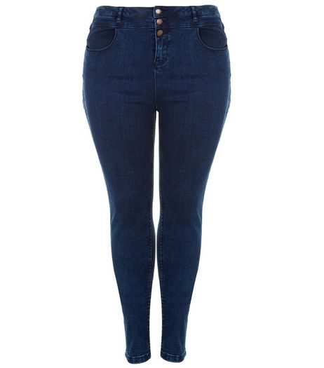 Curves Navy High Waisted Jeans | New Look