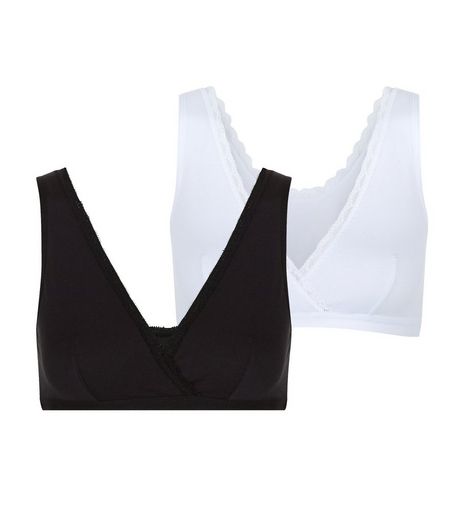 Maternity 2 Pack Black and White Bras | New Look