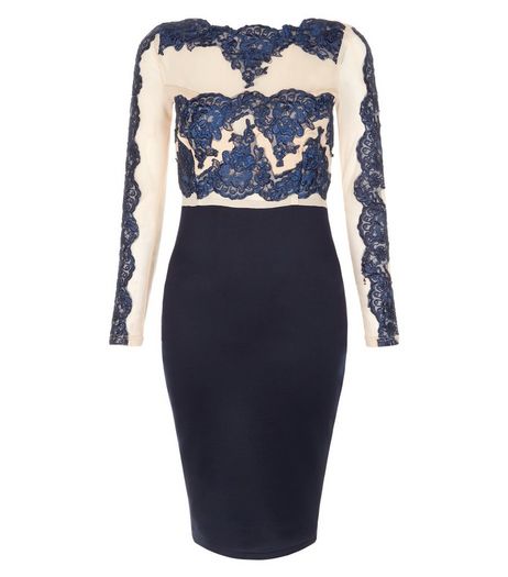 AX Paris Navy Lace Bodycon Dress | New Look