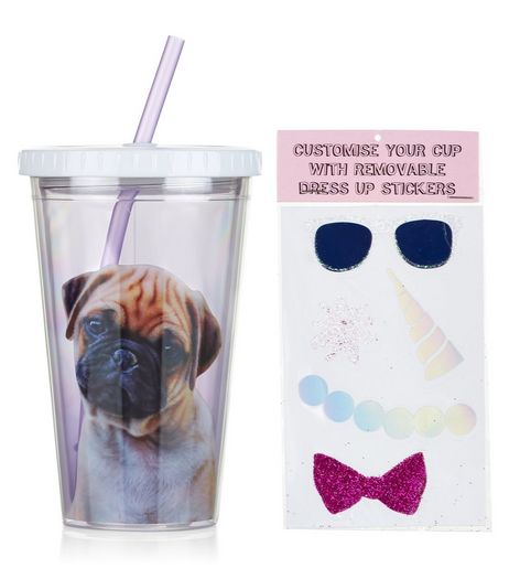 Purple Pug Cup With Stickers | New Look