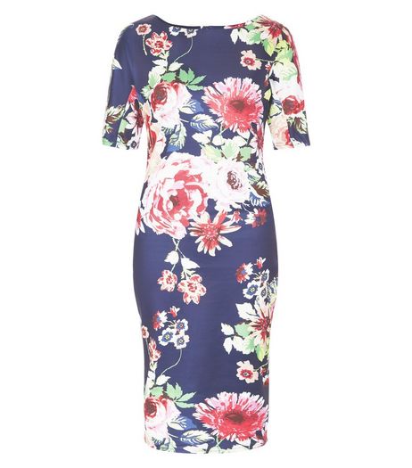 AX Paris Navy Floral Print Midi Dress | New Look