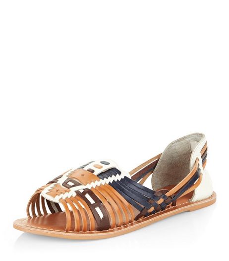 Wide Fit Brown Leather Strappy Sandals | New Look