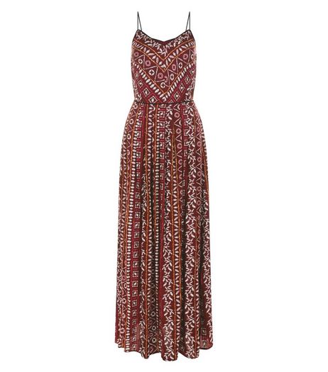 Pink Aztec Print Pleated Maxi Dress | New Look