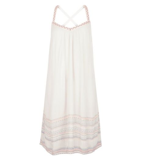 Cream Embroidered Trim Slip Dress | New Look