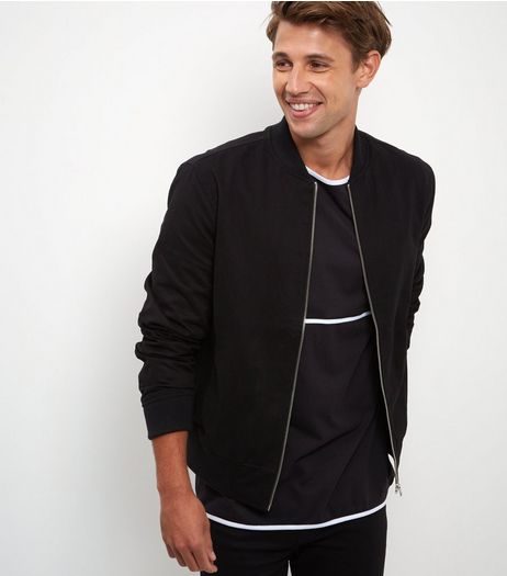 Black Cotton Bomber Jacket | New Look